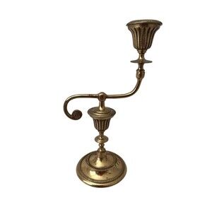 Vintage Brass Genie Ornate Asymmetrical Candle Holder, Vintage 1980’s/1990'